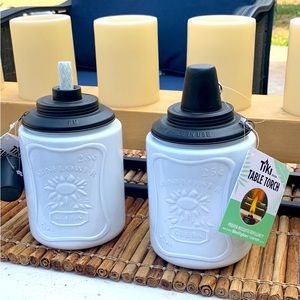 2Pcs Tiki Brand White Table Torch, 7.2 inch